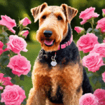 Airedale in roses